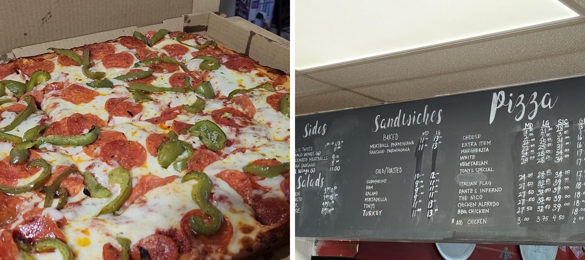 Tony's Pizza Menu
